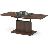 Mazzoni Couchtisch Aston Eiche dunkel stufenlos höhenverstellbar ausziehbar 120-200cm, Funktionstisch, Wohnzimmertisch, Tisch, Esstisch, Sofatisch braun 120 cm x 56 cm x 80 cm