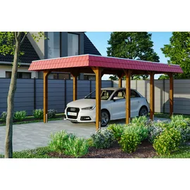 SKANHOLZ Walmdach Carport Spreewald 3,45 x 5,89 m nussbaum mit EPDM-Dach