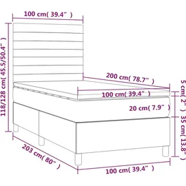 vidaXL Boxspringbett 100 x 200 cm Hellgrau