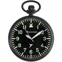 Messerschmitt ME-TAU-4 Taschenuhr mit Kette im Fliegeruhren-Stil Schwarz