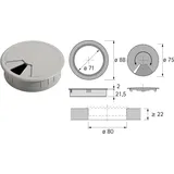 Hettich Kabeldurchlass, ø 80 mm, grau