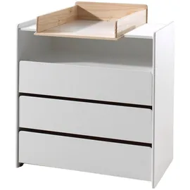 58 aufm Kessel WICKELKOMMODE Karilynn 90x74x106 aus MDF+Holz in Weiß
