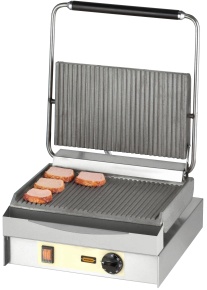 Neumärker Manufaktur Kontaktgrill Chopper-Grill eco, Zuverlässiger Grill mit massiven Graugussplatten, oben + unten geriffelt