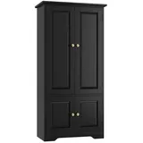 Homfa Mehrzweckschrank Küchenschrank Badezimmerschrank Bücherschrank, Wohnzimmerschrank, mit 4 Türen, 58x32x123cm, schwarz schwarz