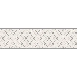 ascreation A.S. Création Borte selbstklebend Geometrisch 5 m x 17 cm Weiß-Grau