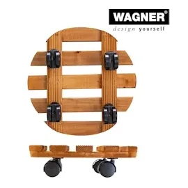Wagner Pflanzenroller Country Ø 30 x 8 cm I Blumenroller für den Innenbereich I Rutschsicheres Rollbrett I Kübelroller aus FSC® Massivholz, Kastanie Tragkraft 100 kg I Made in EU - 20018201