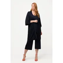 Ulla Popken Sommerjacke Kimono Slinky-Piqué Stehkragen Halbarm blau|grün 46/48