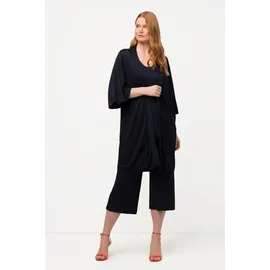 Ulla Popken Sommerjacke Kimono Slinky-Piqué Stehkragen Halbarm blau|grün 46/48