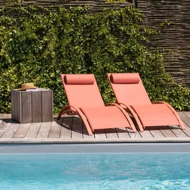 Happy Garden Galapagos 2er Set Sonnenliegen 200 x 65 x 30 cm Orange