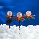 Buri LED Solar-Weihnachtsterne 3er mit Farbwechsel Weihnachtsdeko Gartendeko Balkon