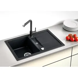 Naber Corto 780 rechts Einbauspüle granit lava Excenterbetätigung 780 x 500 mm