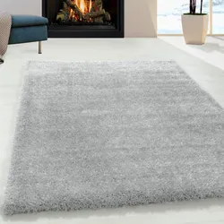 Hochflor-Teppich AYYILDIZ TEPPICHE "BRILLIANT 4200", silber (silberfarben), B:80cm H:50mm L:250cm, Polypropylen (PP), Teppiche, Läufer, auch in rund, Langflor, Shaggy, Wohnzimmer