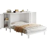 Okwish Klappbett, Weiß, Holzwerkstoff, 140x200 cm, Schlafzimmer, Betten, Klappbetten