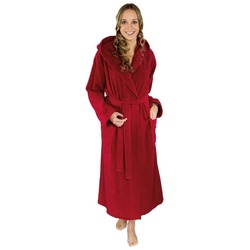 Wewo fashion Bademantel Saunamantel Unisex mit Kapuze, großzügige Kapuze, Bindegürtel, zwei aufgesetzte Seitentaschen, mit Bindegürtel, aus 100% Baumwolle, Walkfrottier, Länge ca. 125cm, kuschelig weich rot XXL(52/54)bodywear-online