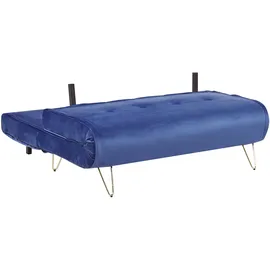 Beliani Schlafsofa Samtstoff 2-Sitzer Marineblau