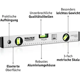 WALTER WERKZEUGE Wasserwaage 40/60/100 cm Silberfarben