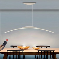 Dimmbare LED Hängeleuchte 45W Moderne Esstisch Pendelleuchte mit Fernbedienung Pendellampe Bogen Design LED hängende Leuchte Höhenverstellbar für Esszimmer Küche Wohnzimmer (Weiß, L100cm)