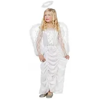 Karneval-Klamotten Engel-Kostüm Himmlisches Engelskostüm Mädchenkostüm mit Spitze, Weihnachtskostüm Kinder Weihnachtsengel silberfarben|weiß