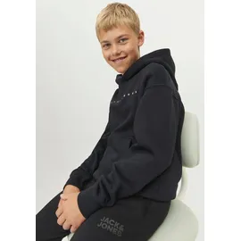 JACK & JONES Star Kapuzenpullover Black / Fit Loose 12 Jahre