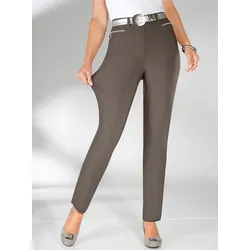 Thermohose STEHMANN, Damen, Gr. 255, Extrakurzgrößen, grau (taupe), 76% Viskose, 21% Polyamid, 3% Elasthan, unifarben, lang, Hosen Thermohose Gerade Hose