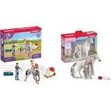 SCHLEICH 42443 HORSE Club Mias Voltigier-Reitset, 18 Teile Spielset & HORSE Club Sofia's Beauties 42583 Quarter Horse Stute Spielset