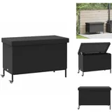 Gartentruhe mit Rollen Schwarz 110x55x73 cm Poly Rattan - Gartentruhe - Gartentruhen - Garten Auflagenbox - Auflagenbox