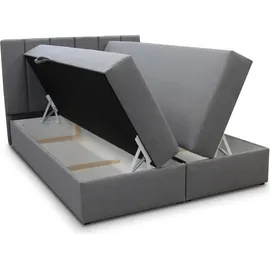 Sofnet Boxspringbett Star mit Topper, Bonell-Matratze und 2 Bettkästen, Doppelbett, Polsterbett, Bett (Dunkelgrau (Kronos 22), 160 x 200 cm) - Dunkelgrau