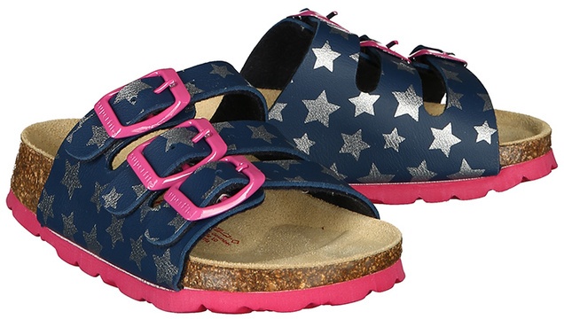 Superfit - Fußbett-Pantoletten STERNE in dunkelblau/pink, Gr.26