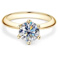 ROUGEMONT Verlobungsring Funkelnder Moissanit Ring mit 1,0ct +Echtheitszertifikat 925 Silber, Echtschmuck goldfarben 5,5