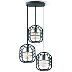 Pendelleuchte NERO 3fach - 3 x E27 - schwarz - Industrie-Design