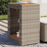 vidaXL Garten-Beistelltisch mit Holzplatte Grau 60x40x75cm Poly Rattan