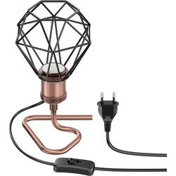 ledscom.de Tischlampe RETRA, Schalter, bronze matt, E27 Fassung, Käfig-Schirm