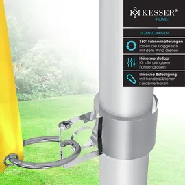 Kesser KESSER® Teleskop Fahnenmast Aluminium 6,30m Bodenhülse 60cm inkl Deutschlandfahne Höhenverstellbar Flaggenmast Mast Deutschland Flagge Alu