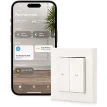 Eve Shutter Switch (Apple Home) - Smarte Rollladensteuerung mit integrierten Zeitplänen, Adaptive Beschattung, Siri-Sprachsteuerung, Zeitschaltuhr, Fernzugriff, keine Bridge nötig, Bluetooth/Thread
