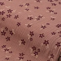 Musselin/Doppel-Gaze "Blumen", mauve-color