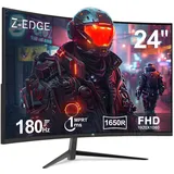 z z-edge Z-Edge 24 Zoll Curved Gaming Monitor Full HD 165Hz Bildwiederholrate, 1ms MPRT, 300cd/m2 Helligkeit, 1650R Curved Screen, VA, FreeSync, HDMI, DP, 2x 2W Lautsprecher - Schwarz