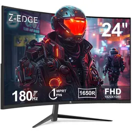 z z-edge Z-Edge 24 Zoll Curved Gaming Monitor Full HD 165Hz Bildwiederholrate, 1ms MPRT, 300cd/m2 Helligkeit, 1650R Curved Screen, VA, FreeSync, HDMI, DP, 2x 2W Lautsprecher - Schwarz