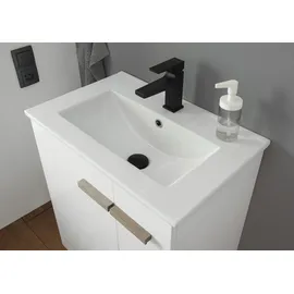 Home Affaire Waschtisch HOME AFFAIRE "SOLiD, Unterschrank inkl. Waschbecken, Badschrank mit Holzgriffe", weiß (weiß lackiert hochglanz), B:60cm H:70cm T:40cm, Waschtische, Waschtisch, in zwei Farben verfügbar, inkl. Waschbecken, Breite 60 cm