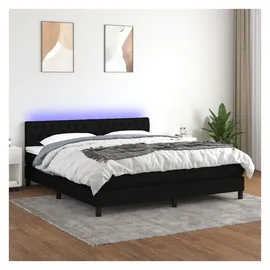 vidaXL Boxspringbett mit Matratze & LED Schwarz 180x200 cm Stoff