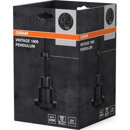 Osram Vintage 1906 PenduLum Pendelleuchte mit E27-Fassung, 2m Textilkabel, Aluminiumgehäuse, Industrial-Design, Schwarz,