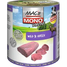 MAC's Dog MONO Sensitive 800g Dose Hundenassfutter 6 x 800 Gramm Wild & Hirsch