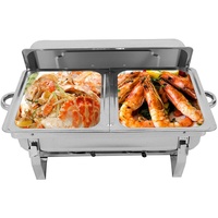 Futchoy 7,5L Buffetwärmer Wasserbad Speisenwärmer, Chafing Dish Warmhaltebehälter, 55.7 * 34 * 38.3cm, Edelstahl, für Buffet, Bankett, Party Speisewärm - Buffet-Server Set