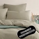 Seralino Bio Feinbiber Kissenbezug 80x80 cm Beige/Taupe (2er Set) | 100% Bio Fein Flanell (weich angeraut) | atmungsaktiv | 80x80 Kissenhülle mit Reißverschluss | Bio Biber Bettwäsche | Oeko-Tex