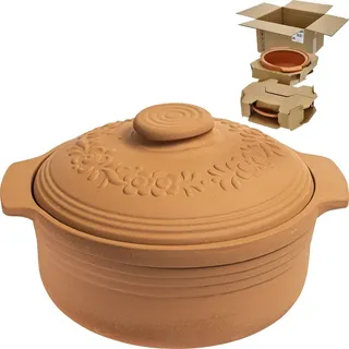 Browin 770612 Tonbräter 4 L / Tontopf mit Deckel / Bräter / Brottopf / Schmortopf