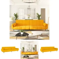 The Living Store - Schlafsofa 2-Sitzer mit 2 Kissen Gelb Samt - Sofas - Gelb