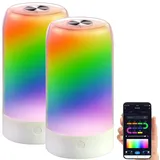 Luminea Home Control 2er-Set smarte Stimmungsleuchten mit RGB-IC-LEDs, 15 Modi, WLAN, weiß