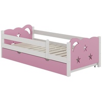 Livinity Kinderbett Einzelbett Juniorbett Jessica Weiß Pink 160x80 cm modern Kinderzimmer Bett Bettschublade Rausfallschutz