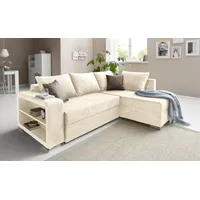 Ecksofa COLLECTION AB "John L-Form" Sofas Gr. B/H/T: 226cm x 85cm x 160cm, Microfaser PRIMABELLE, Ottomane beidseitig montierbar, ohne Federkern, beige (natur) inklusive Bettfunktion und Bettkasten