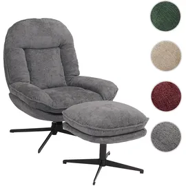 Mendler Relaxsessel HWC-P32 Chenille 80 x 96 x 80 cm Grau mit Hocker