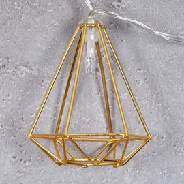 levandeo 10er Lichterkette LED Metall Gold Diamant Licht Beleuchtung Deko